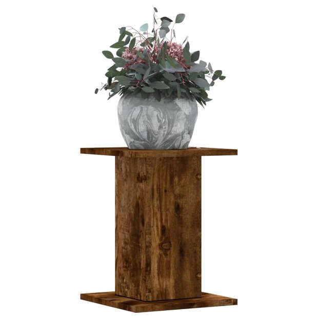 Plantenstandaards 2 st 30x30x40 cm bewerkt hout gerookt eiken 1