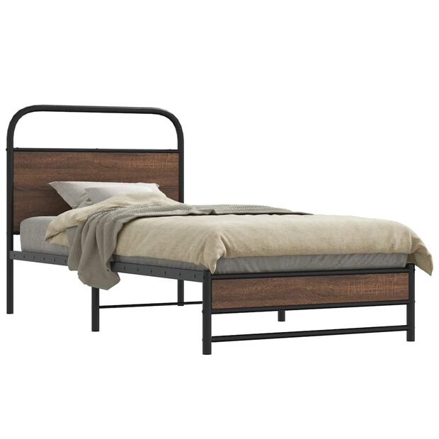 Bedframe zonder matras bewerkt hout bruin eikenkleur 90x190 cm 1