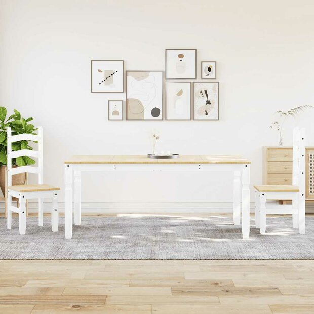 3-delige Eethoek Panama massief grenenhout wit 1