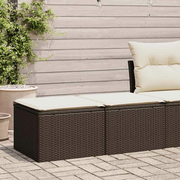 2-delige Loungeset met kussens poly rattan acacia bruin 1