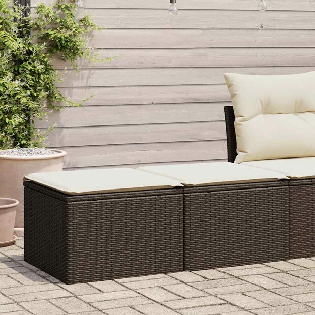 2-delige Loungeset met kussens poly rattan acacia bruin 1