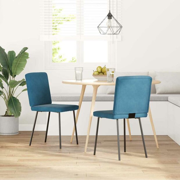 Eetkamerstoelen 2 st fluweel blauw 1