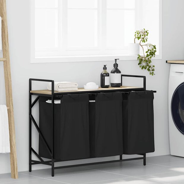 Wasmand 3 vakken met plank sonoma eikenkleurig 1