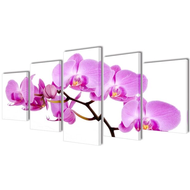Canvas muurdruk set orchidee 100 x 50 cm 1