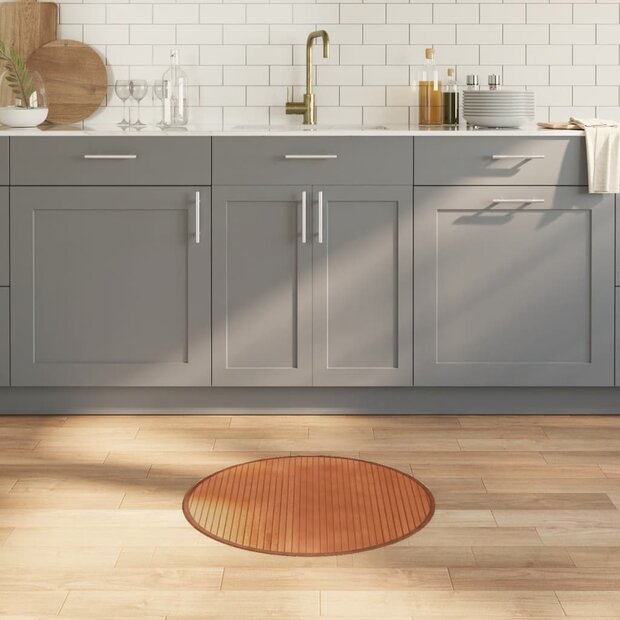 Vloerkleed rond 60 cm bamboe bruin 1