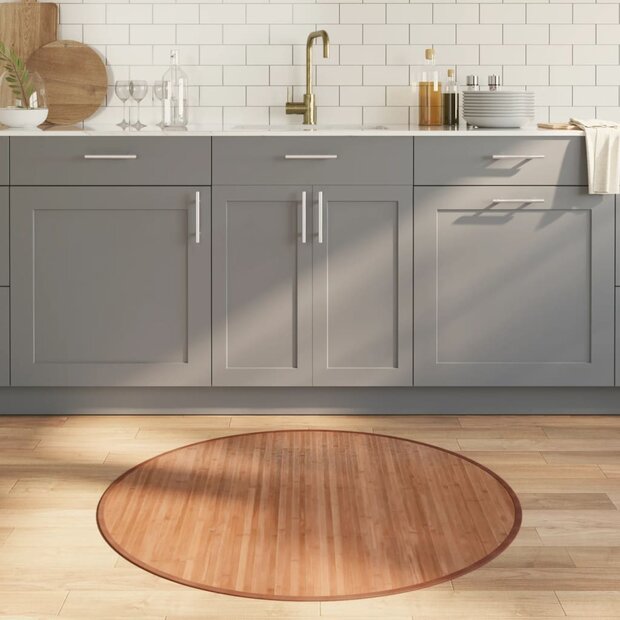 Vloerkleed rond 100 cm bamboe naturel 1