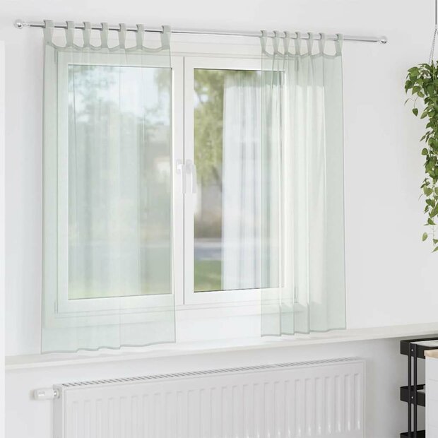 Gordijnen voile met roedezakken 2 st lichtgrijs 1