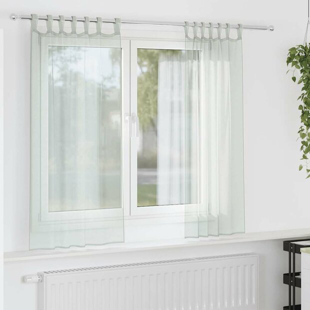 Gordijnen voile met roedezakken 2 st lichtgrijs 1