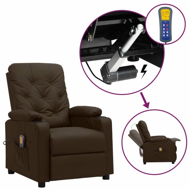 Sta-op-massagestoel kunstleer bruin 1