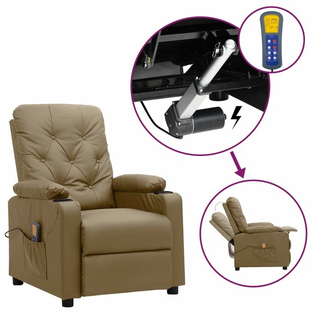 Sta-op-massagestoel kunstleer cappuccinokleurig 1