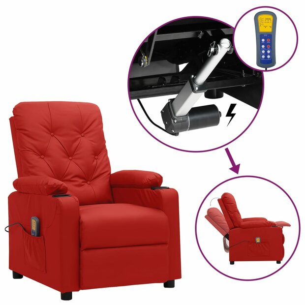 Sta-op-massagestoel kunstleer wijnrood 1