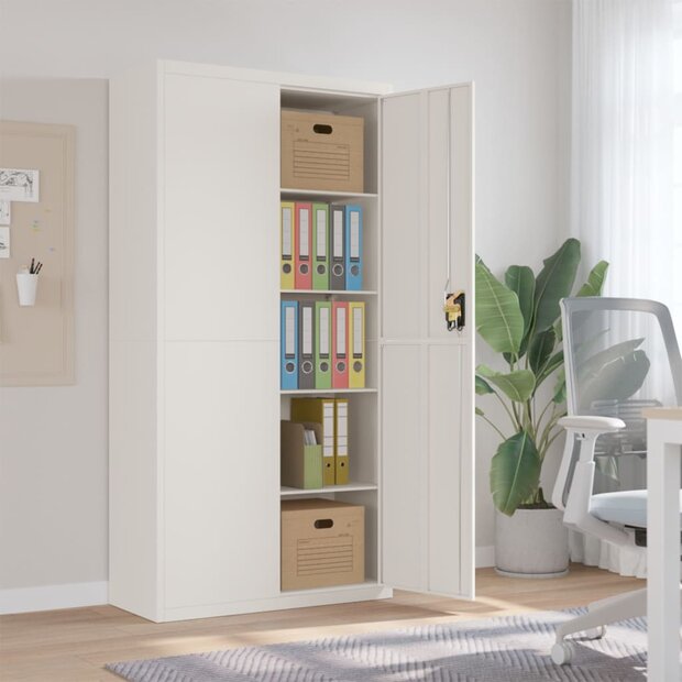 Archiefkast 90x40x180 cm staal wit 1