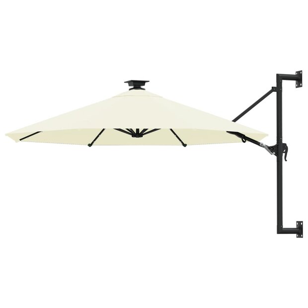 Wandparasol met LED&amp;apos;s 300 cm zandkleurig 1