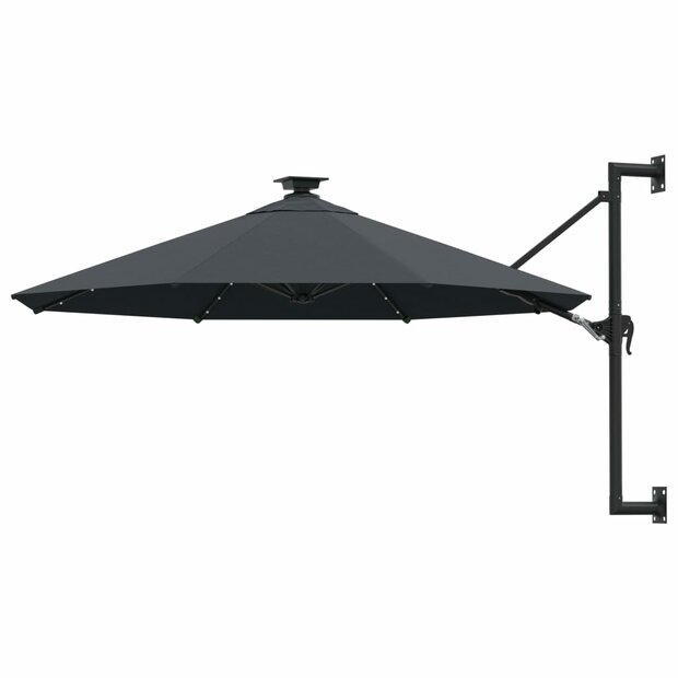 Wandparasol met LED&amp;apos;s 300 cm antracietkleurig 1
