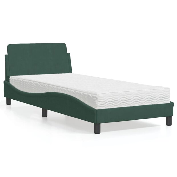 Bed met matras "Dover" fluweel donkergroen 80x200 cm 1