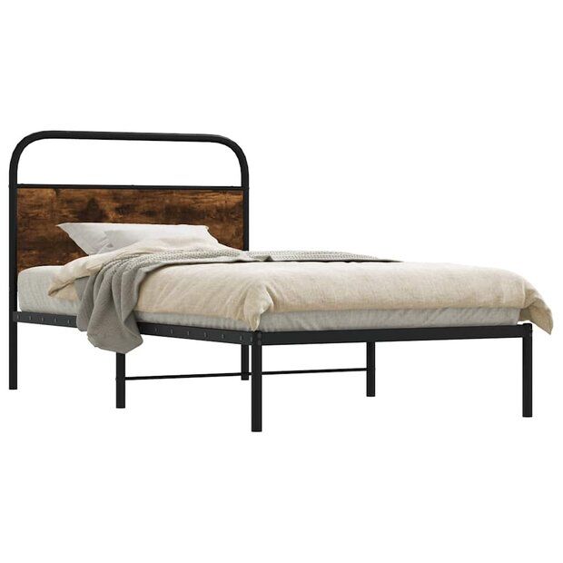 Bedframe zonder matras bewerkt hout gerookt eiken 100x190 cm 1