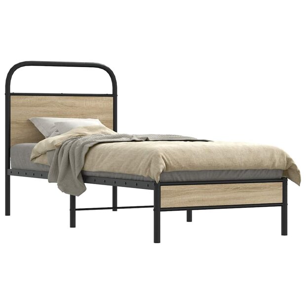 Bedframe zonder matras bewerkt hout gerookt eiken 75x190 cm 1