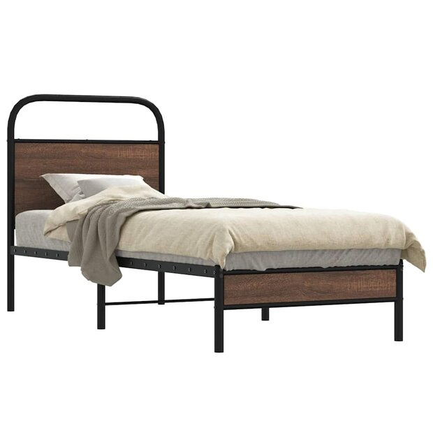 Bedframe zonder matras bewerkt hout bruin eikenkleur 75x190 cm 1