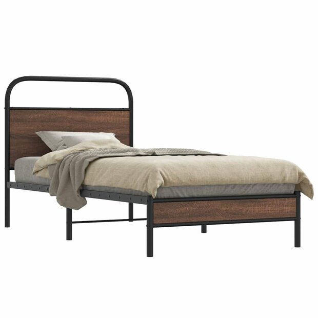 Bedframe zonder matras bewerkt hout bruin eikenkleur 90x200 cm 1
