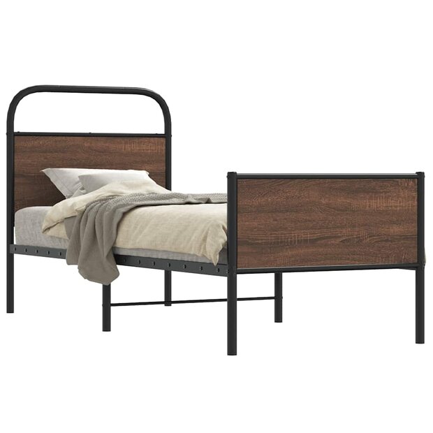 Bedframe zonder matras bewerkt hout bruin eikenkleur 80x200 cm 1
