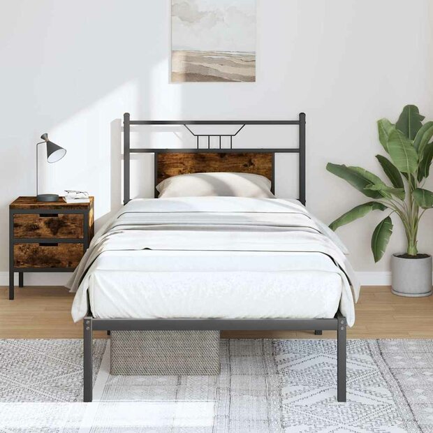 Bedframe zonder matras hout gerookt eikenkleurig 75x190 cm 1