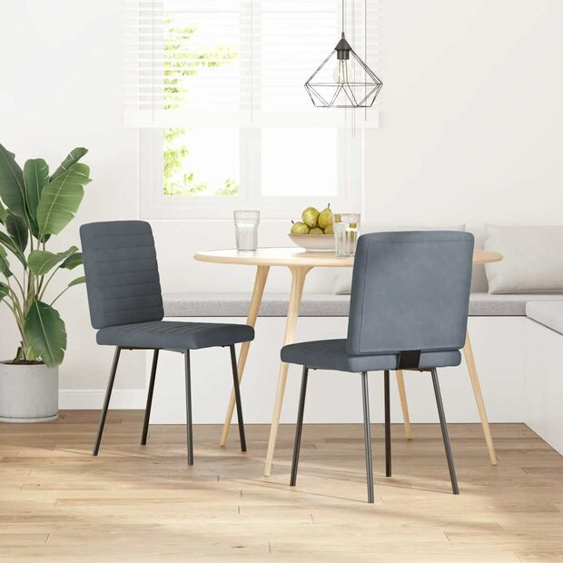 Eetkamerstoelen 2 st fluweel donkergrijs 1