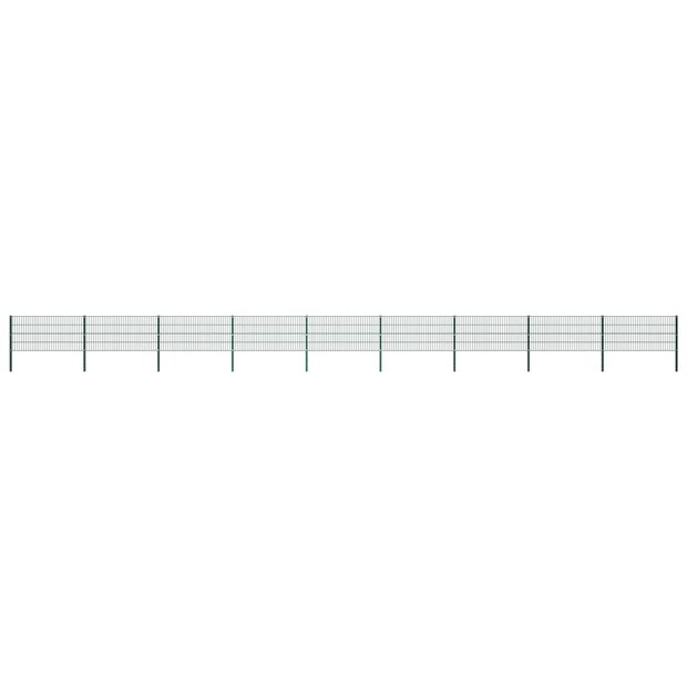 Schuttingpaneel met palen 15,3x0,8 m ijzer groen 1