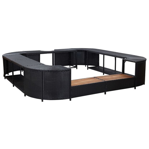 Spa-ombouw vierkant 268x268x55 cm poly rattan zwart 1