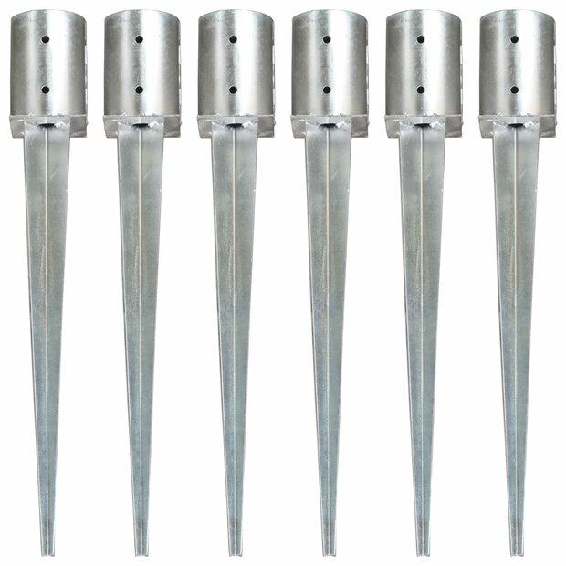 Grondpinnen 6 st 10x76 cm gegalvaniseerd staal zilverkleurig 1