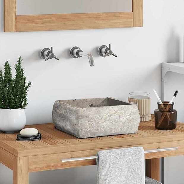 Gootsteen 30x30x13 cm marmer grijs 1