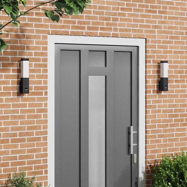 Buitenwandlampen met Sensor 2 stuks Zwart RVS IP44 1