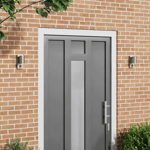 Buitenwandlampen met sensor - 2 stuks - zilver RVS IP44 1