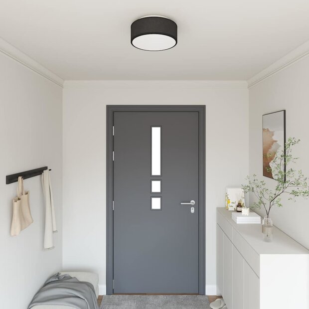 Plafondlamp vlakke montage &Oslash; 30 cm E27 stof zwart 1