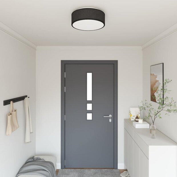 Plafondlamp vlakke montage &Oslash; 38 cm E27 stof zwart 1