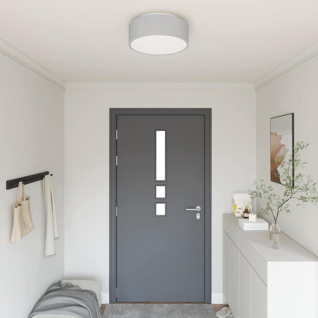 Plafondlamp vlakke montage &Oslash; 38 cm E27 stof grijs 1