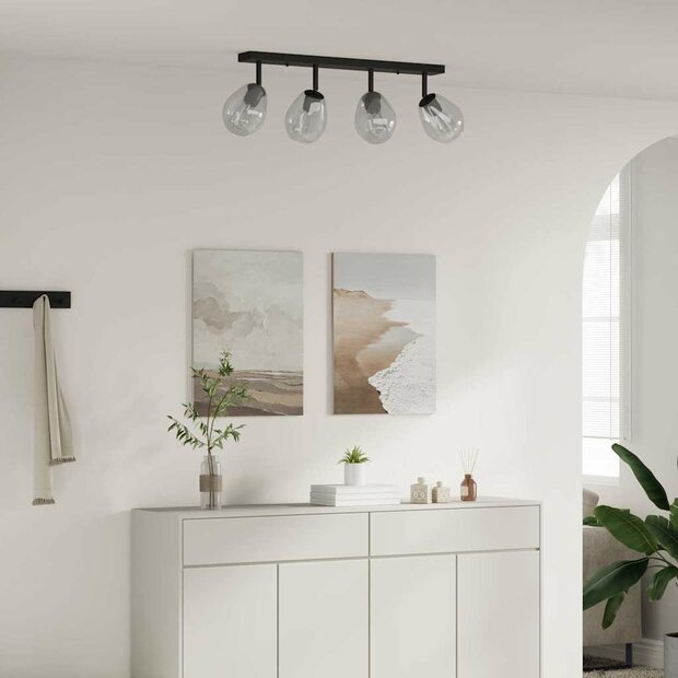 Plafondlamp met verstelbare glazen lampenkap E27 antraciet 1