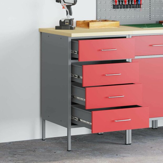 Werkbank 50x55x85 cm staal rood 1