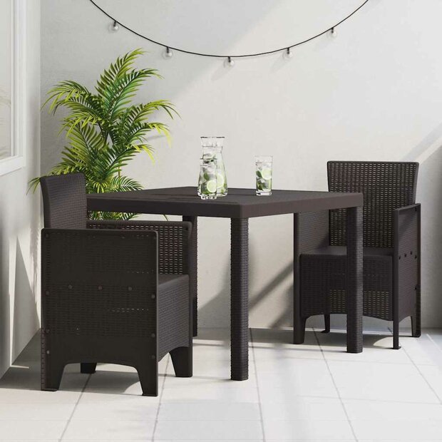 3-delige Tuinset poly rattan bruin 1