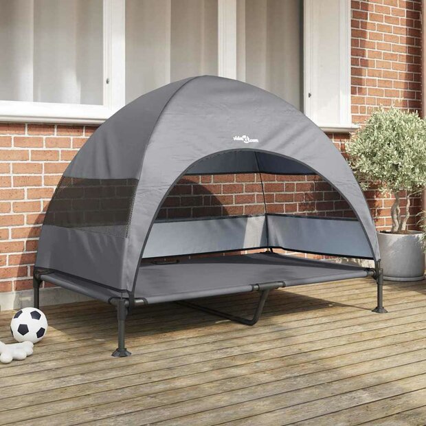 Verhoogd Hondenbed met Afneembaar Dak Lichtgrijs XL Staal 1