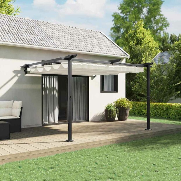 Wandgemonteerde Pergola Cr&egrave;me 3 x 3 m Staal 1