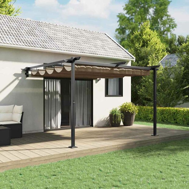 Wandgemonteerde Pergola Taupe 3 x 3 m Staal 1