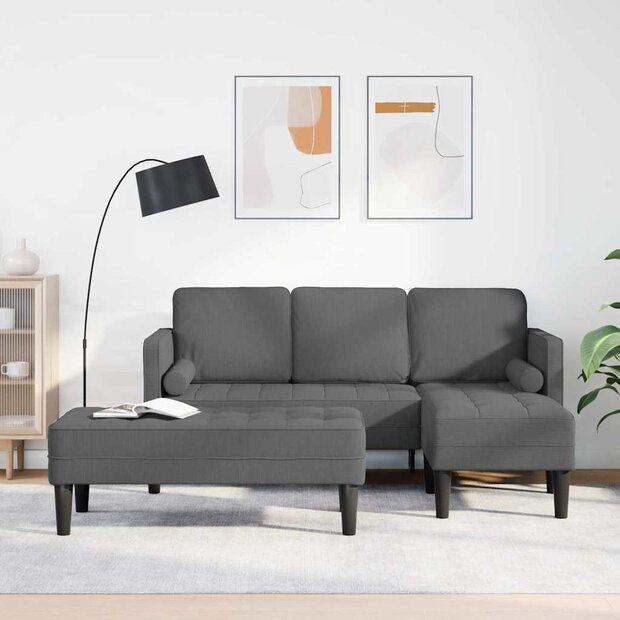 2-delige Bankenset met kussens stof donkergrijs 1