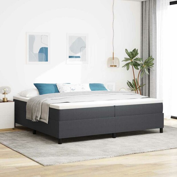Boxspringbed Donkergrijs 200x200 cm Corduroy Stof 1