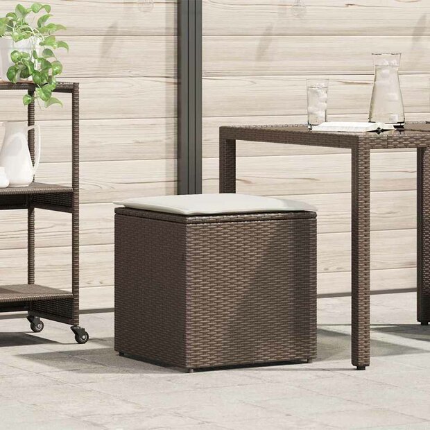 Kussenbox Bruin 50x50x50 cm Poly Rattan 1
