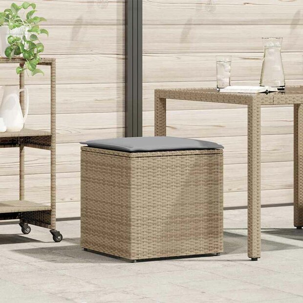 Kussenbox Beige 50x50x50 cm Poly Rattan 1