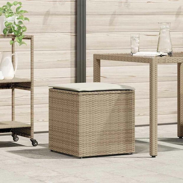 Kussenbox Beige 50x50x50 cm van Poly Rattan 1