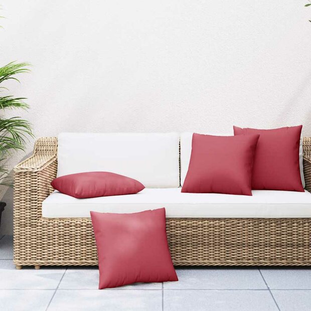 Bankkussens 4 stuks Wijnrood 40x40 cm Stof 1