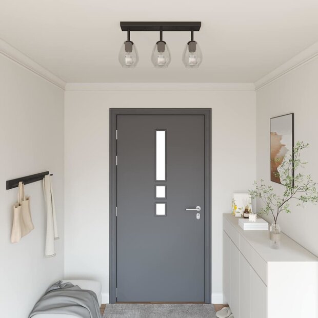 Plafondlamp met verstelbare glazen lampenkap E27 antraciet 1