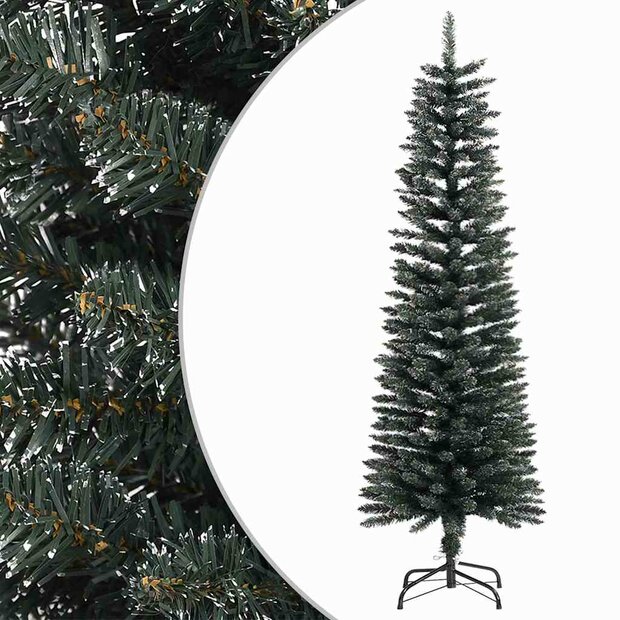 Kunstkerstboom met standaard smal 150 cm PVC groen 1