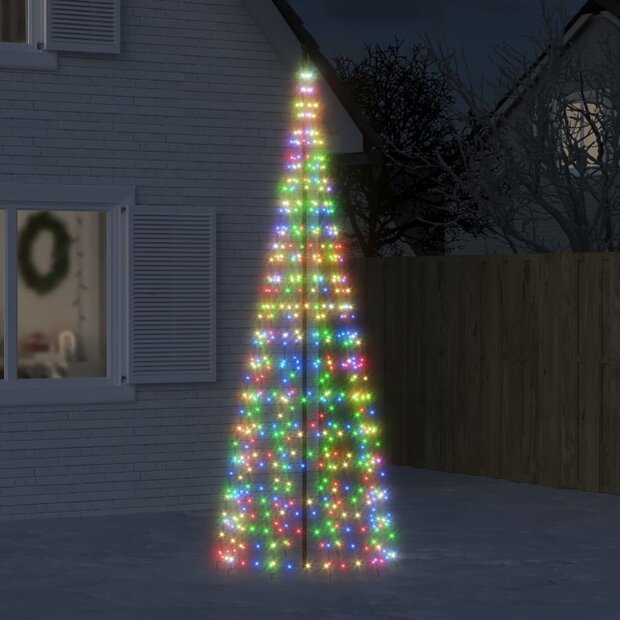 LED-kerstboom aan vlaggenmast 550 LEDs kleurrijk 300 cm 1